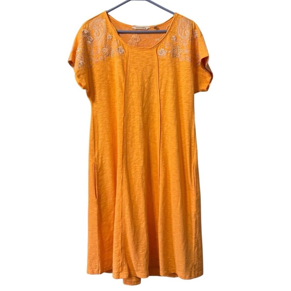 Soft Surroundings Gladstone‎ Dress Sz Small Orange Papaya Embroidered Beach City